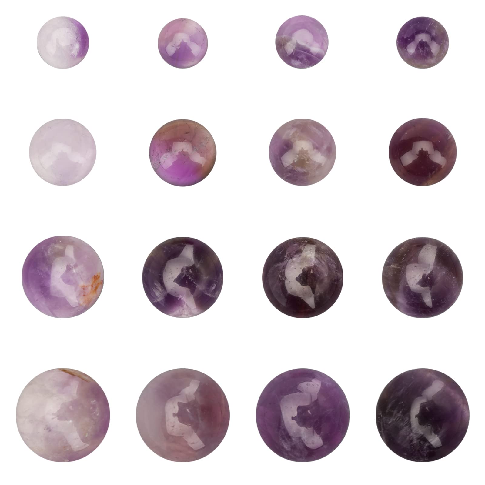 SUPERFINDINGS 40pcs 4 Size Natural Purple Quartz Stone Cabochon Gemstone 6/8/10/12mm Half Round Dome Flatback Quartz Stone for Necklace Jewelry Making