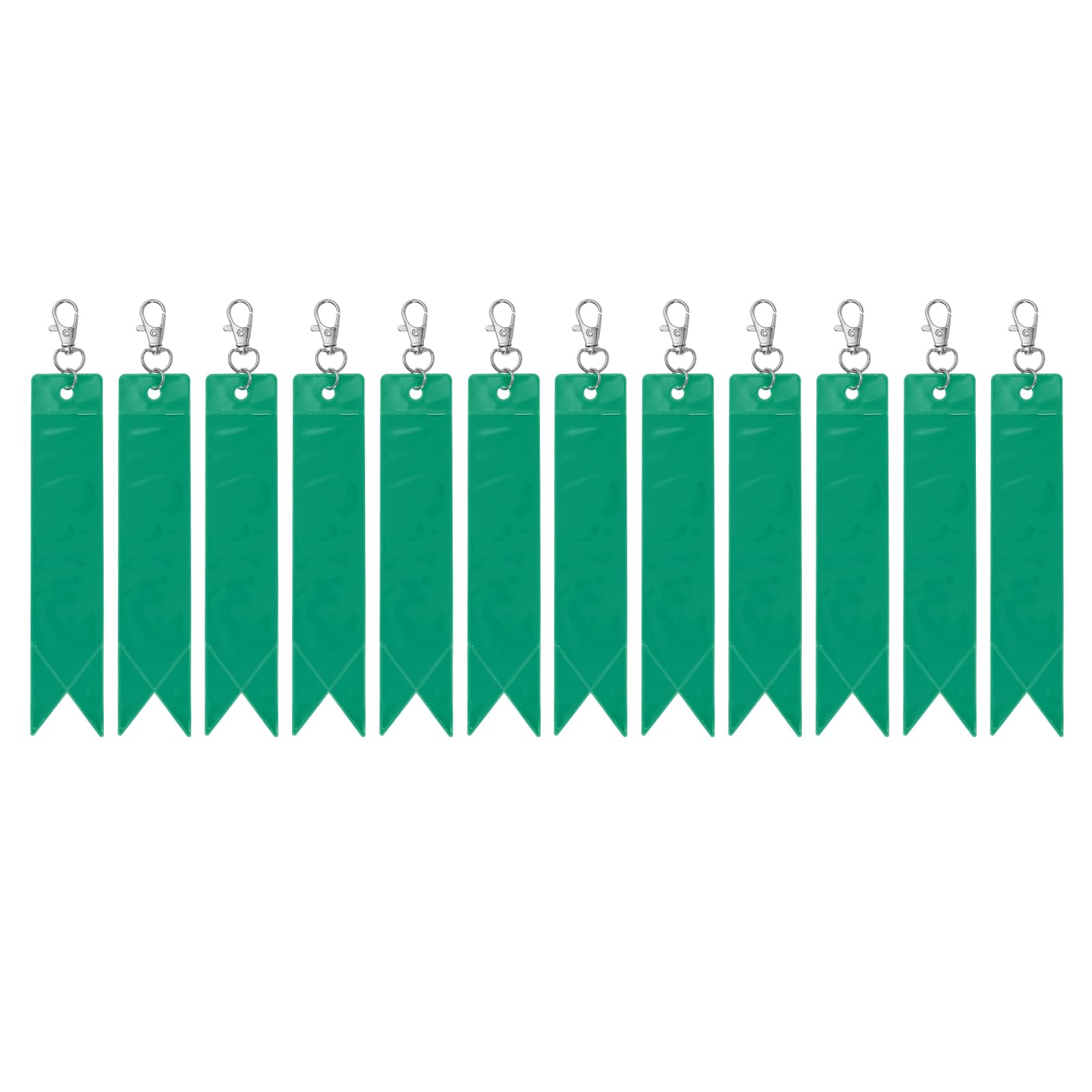 PATIKIL Reflective Keychain Tags, 12 Pack Safety Reflector Tag Reflective Pendant PVC Reflector Gear Keychain for Backpack Cycling Walking, Grass Green