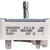 WB24T10025 Infinite Surface Burner Control Switch Fits GE 8" Electric Range | For 8 Inch Surface Element; Fits Kenmore Hotpoint; Replaces NL812653 164D1816P012 AP2024072 769692 AH236750 EA236750 PS236750
