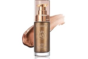 MINFEI Shimmer Body Oil, SPF 45 Broad Spectrum,Sunscreen Shimmer Body Oil with Coconut Oils,Long Lasting Liquid Luminizer for Body & Face, Highlighter Illuminator body Makeup(Glistening Bronze, 30ML)