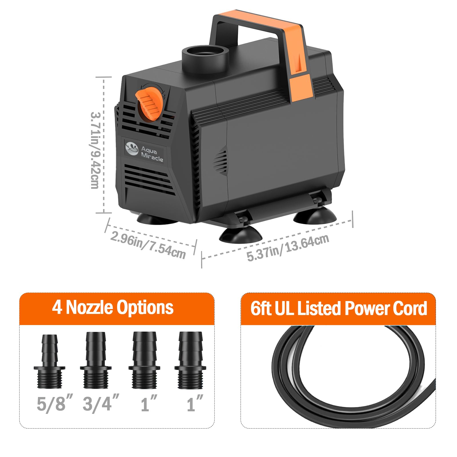 Fountain Pumps Submersible Outdoor AquaMiracle 600GPH Aquarium Water Pumps  2270L/H, 35W Fountain Pump Pond Pump Submersible Water Pump With Flow  Control For Fountain Waterfall Statuary Filtration Water Feature  Hydroponics Cat Water Fountain