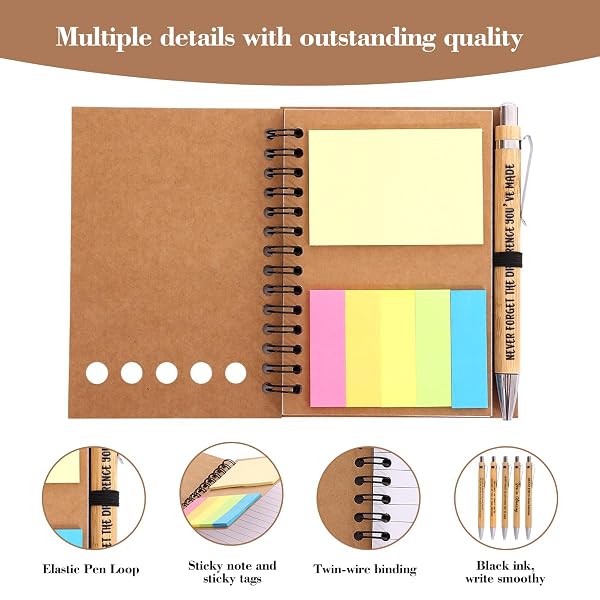 30 SETS EMPLOYEE APPRECIATION GIFTS BULK INSPIRATIONAL SPIRAL NOTEBOOK WITH STICKY NOTE AND MOTIVATIONAL BAMBOO PENS THANK YOU GIFTS FOR EMPLOYEES COWORKERS,TEACHERS,NURSE,OFFICE STAFF,TEAM,VOLUNTEER