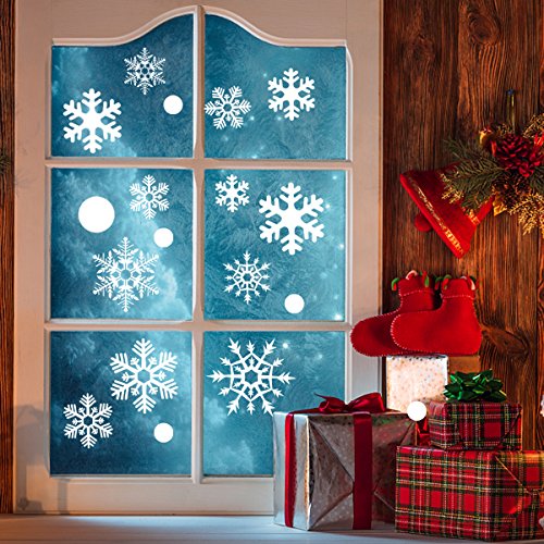 48pcs Snowflake Window Clings Glueless PVC Wall Stickers for Window Glasses Christmas Window Decorations