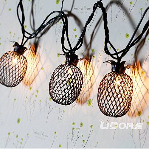 Lidore set of 10 metal pineapple shaped lanterns string lights. b…