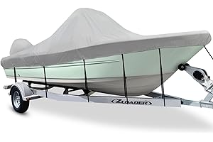 Fuprosico Center Console Boat Cover 20-22ft Waterproof 1200D Boat Cover Center Console Heavy Duty Center Console Boat Covers for Center Console Boat 20ft 21ft 22ft, Marine Grade Canvas, Gray