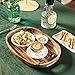 Wooden Serving Tray - Oval Acacia Wood Decorative Tray with Handles for Parties and Breakfast in Bed or on Ottomans - 17 x 11.75 x 2 Inches