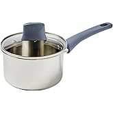 T-fal Essentials Stainless Steel Sauce Pan with Lid 3.2 Quart, All Cooktops Including Induction, Oven Safe 350F, Multipurpose Saucepan, Chef's Classic Pot,Measuring Marks, Dishwasher Safe Silver/Blue