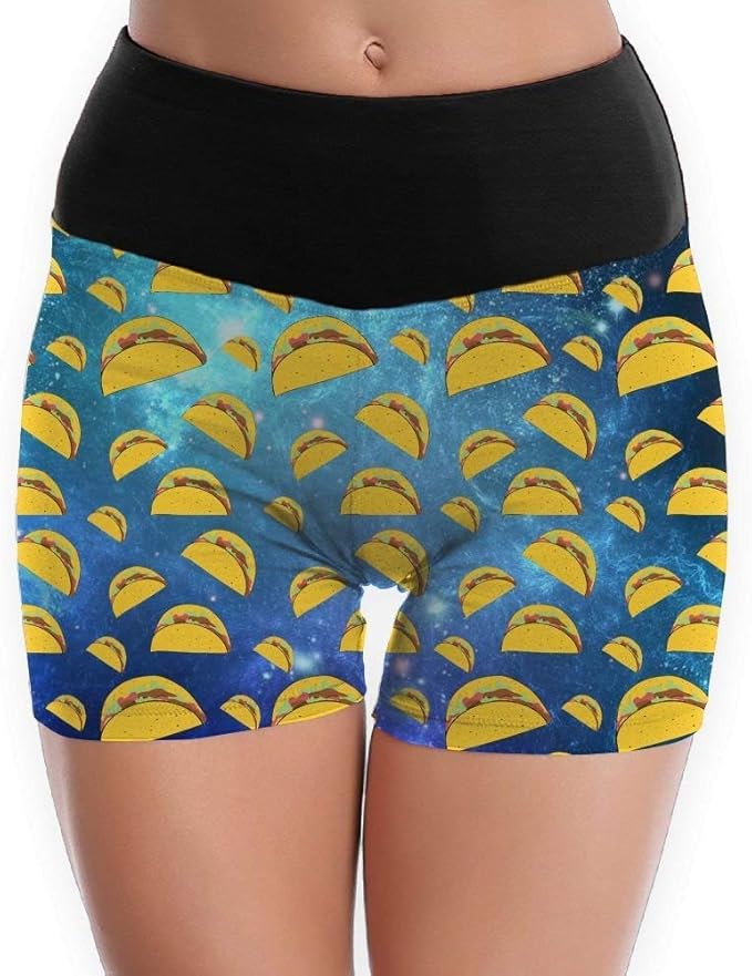 Adorall Taco Pattern Comfortable Waist Band Yoga Shorts