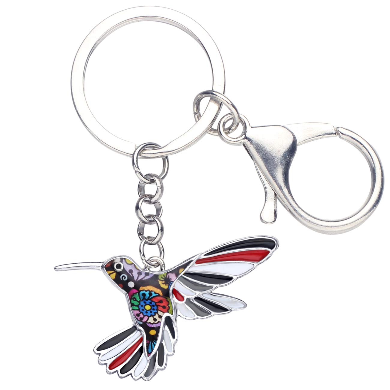 BONSNY Enamel Metal Hummingbird Key chains For Women Girls Gifts Car Purse Birds Pendant Charms (Black)