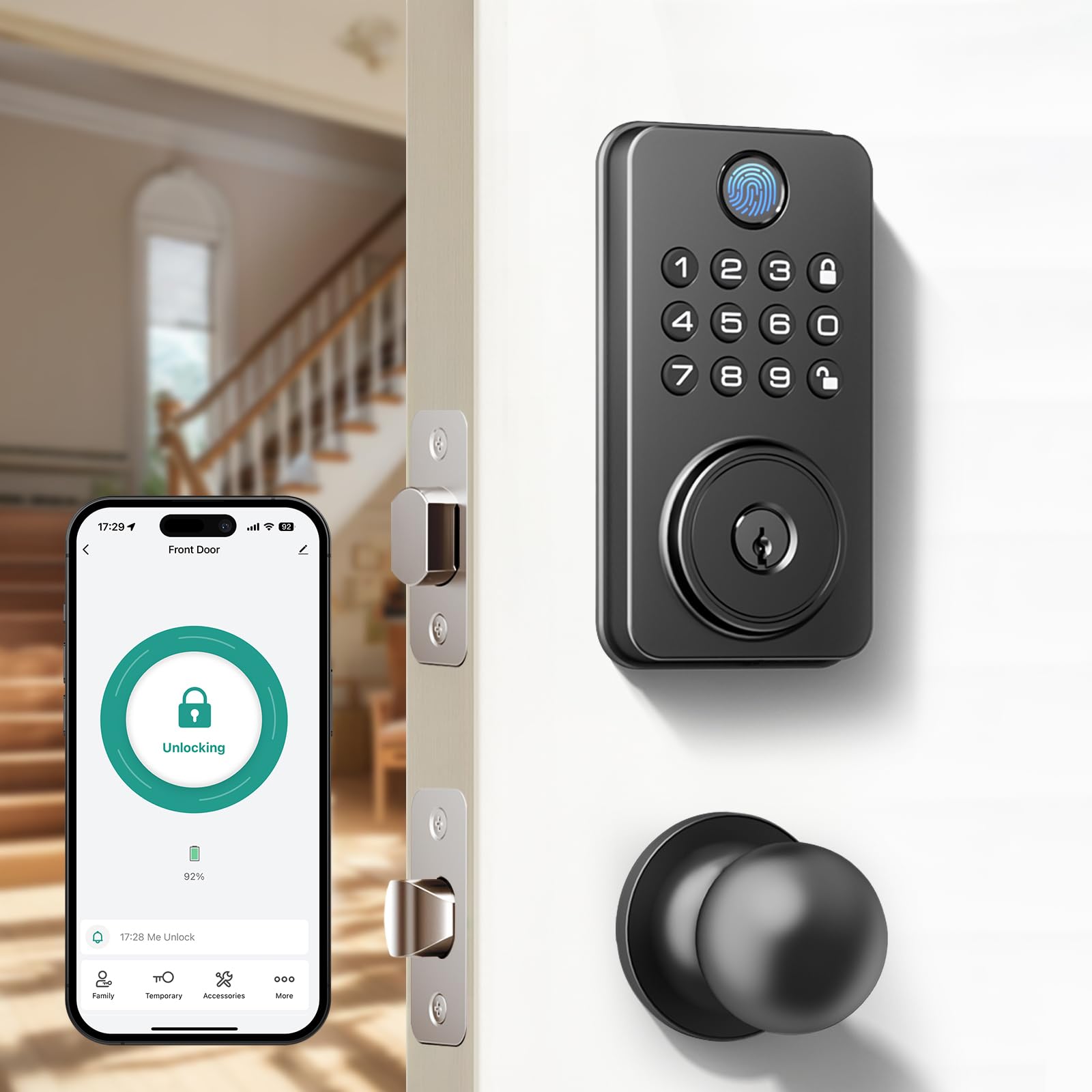 Photo 1 of NBBX Smart Fingerprint Lock for Front Door: Keyless Entry Door Lock, Electronic Keypad Digital Deadbolt with Knob and APP - Easy Installation, Durability, IP65 Rating Defend