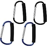 sansheng 4 Pack Large Carabiner 5.5" D Style Click and Carry Bag Carrier Stroller Hooks(Black and Blue)