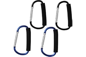 sansheng 4 Pack Large Carabiner 5.5" D Style Click and Carry Bag Carrier Stroller Hooks(Black and Blue)