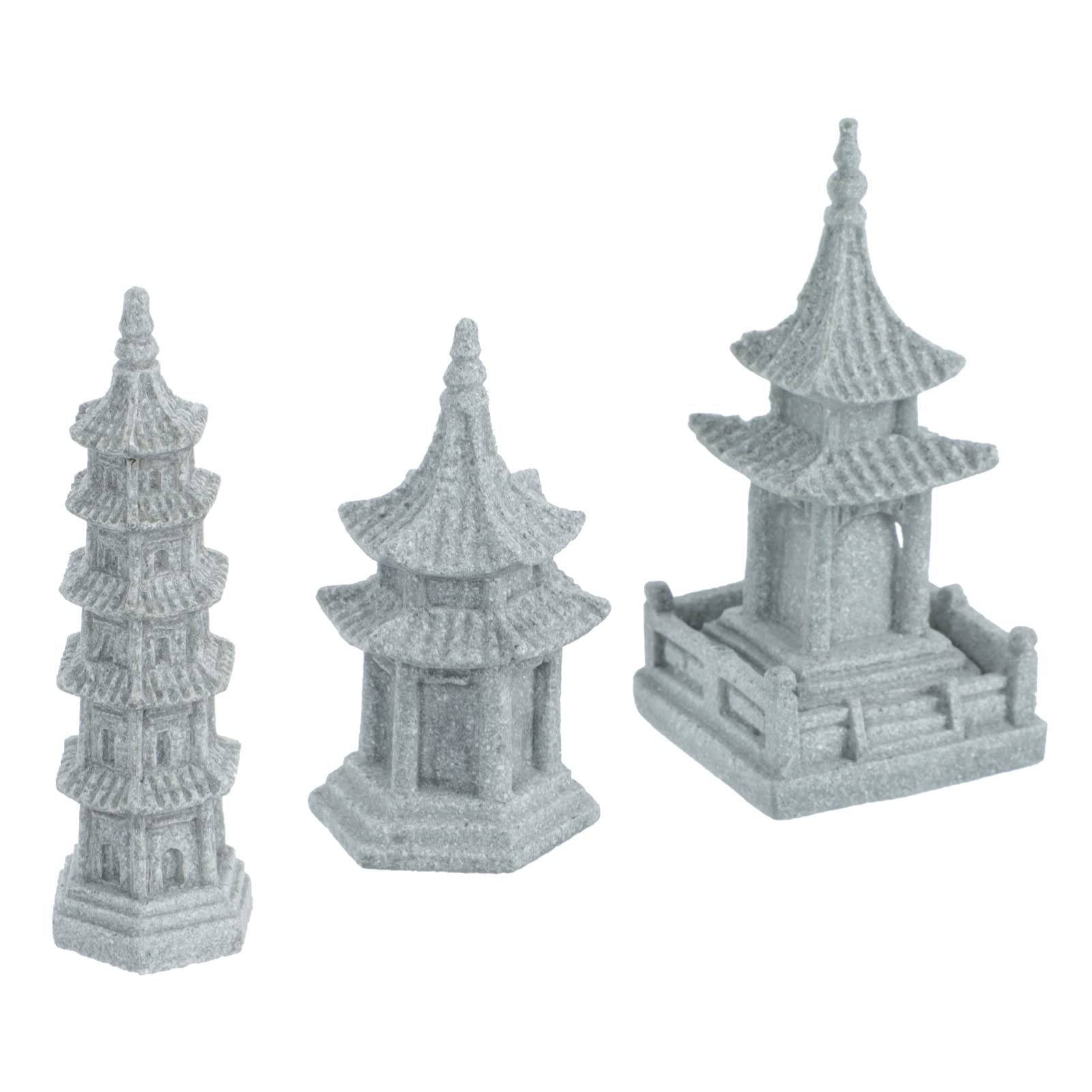 Angoily 3 Pieces Japanese Stone Lantern Asian Decorative Figures Pagoda Statue Mini Gata Lantern Zen Garden Decorative Figure Stone Figures Sculpture Miniature Ornament for Pond Landscape
