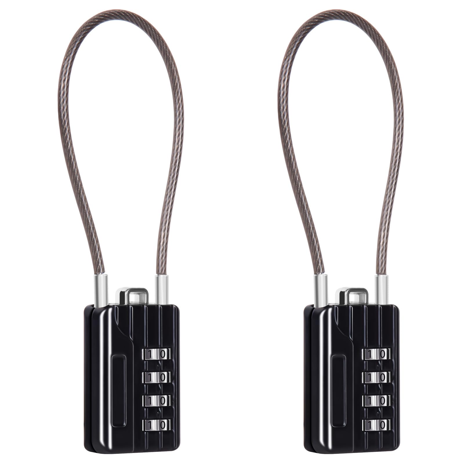 Photo 1 of SEPOX® Compact Design Twins Resettable 4-Digit Combination Padlock, Extra Long Cable – Personalized Password, Durable Vinyl Steel Cable, Multipurpose Lock for Suitcase, Gym Lockers, Toolbox – Black