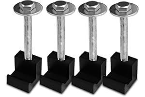 Hirificing 4PCS Truck Tool Box Mounting Kit, J Hook Truck Crossover Tool Boxes for Bed of Truck Aluminum Pickup Toolbox Rail Mounting Kit for Fix Tool Boxes Tie Downs Comes with Fastening Nuts(Black)