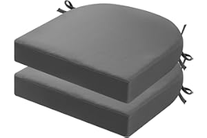 idee-home Outdoor Chair Cushions Set of 2, Thick 19" x 19" x 3" Outdoor Seat Cushions Patio Furniture Waterproof with Ties, Dining Pads