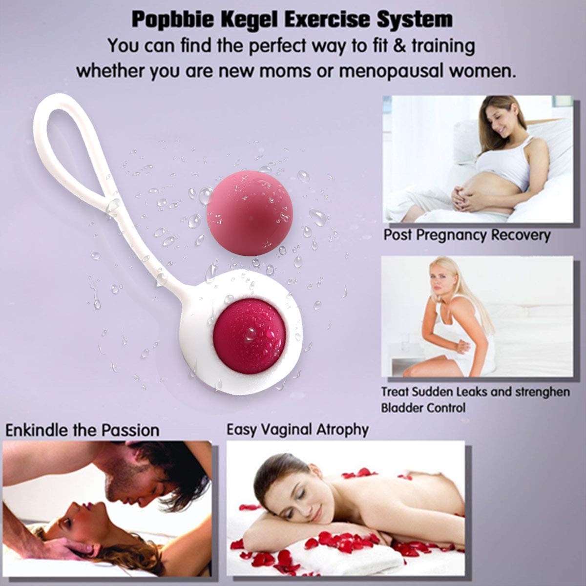 Kegel Balls Beckenbodentrainer 4 Balls Beckenbodentrainingsset Kegel Übung Gewichte Kit Frauen Blase Control & Beckenboden Übungen Silikon Wasserdicht für Frauen Anfänger und Fortgeschrittene