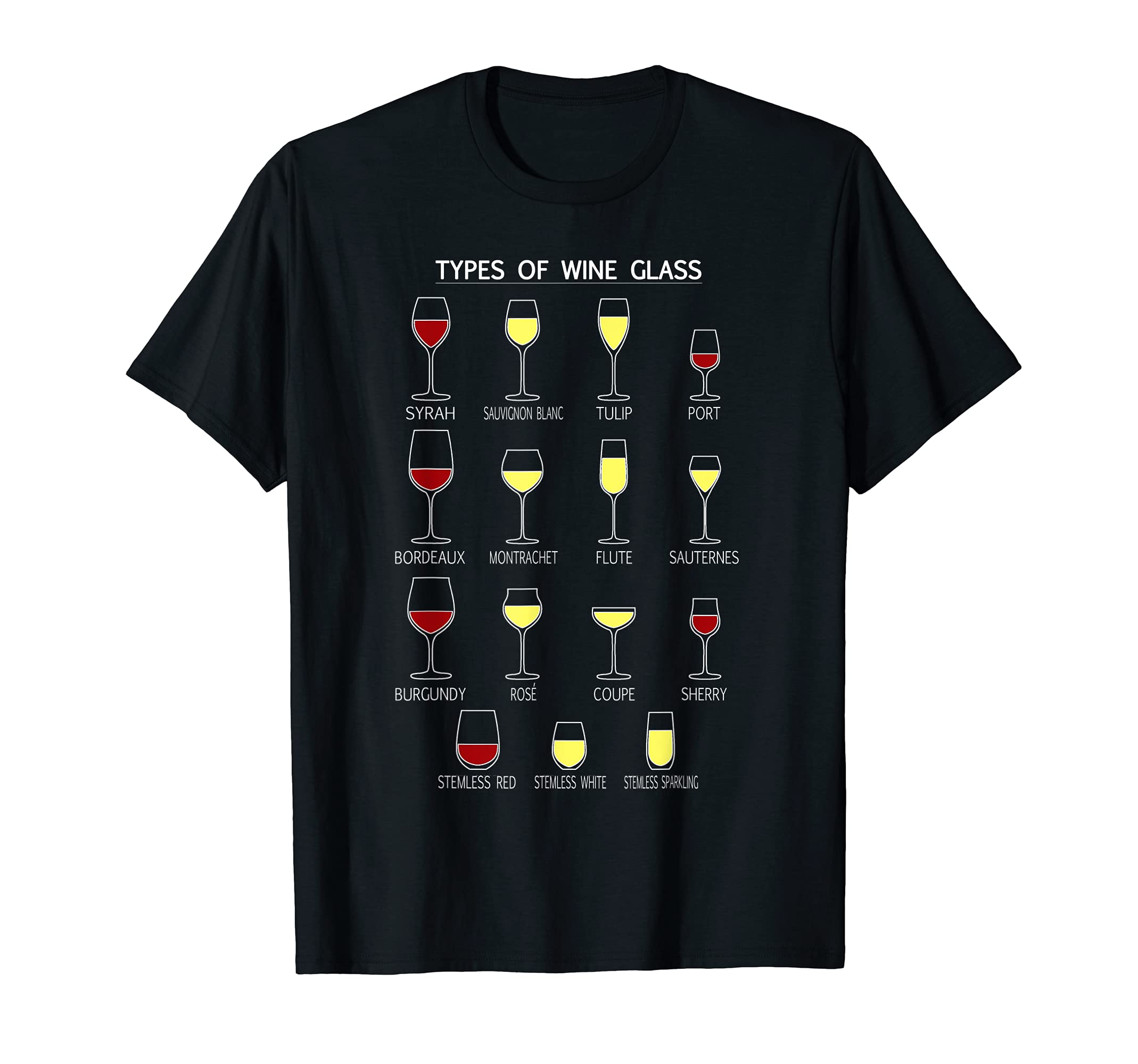 Types of Wine Glass T-Shirt