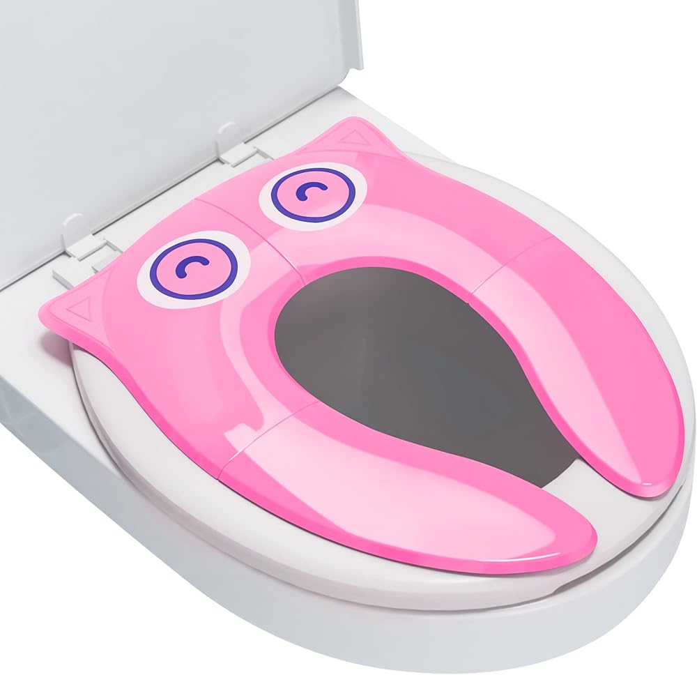 Maliton Potty Training Toilet Seat for Baby Girls Pink Owl Foldable Travel