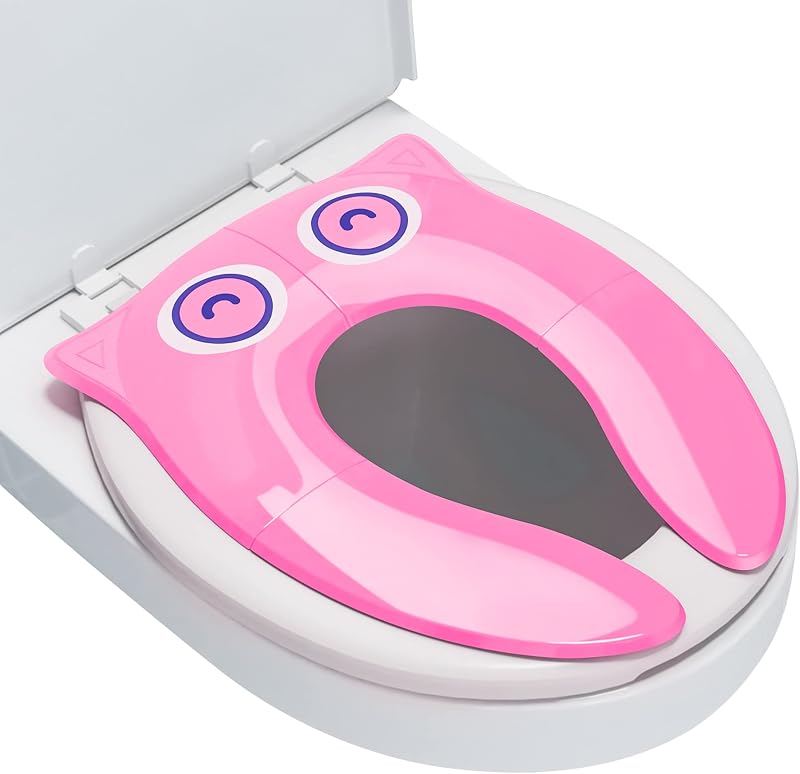 Maliton Potty Training Toilet Seat for Baby Girls Pink Owl Foldable Travel