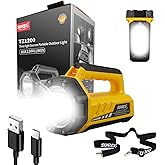 SUNREI Rechargeable LED 1500LM Flashlight, 8 Light Modes Portable Camping Lantern, 10400mAh Power Bank, IP67 Waterproof for Emergencies Power Outages, Hurricane Emergency, Hiking, Home, etc