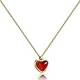 Carnelian Heart Necklace for Women, 18K Gold Red Heart Necklace for Girls as as Birthday Wedding Gifts, Carnelian Jewelry as Coquette Accessories