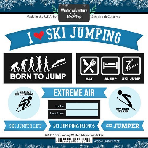 Ski Jumping Winter Adventure Cardstock Scrapbook Stickers (61163)