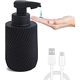 Automatic Soap Dispenser, Liquid Touchless Dish Soap Dispenser for Kitchen Sink, Automatic Hand Sanitizer Dispenser for Bathroom, Rechargeable Electric Hand soap Dispenser, Black.