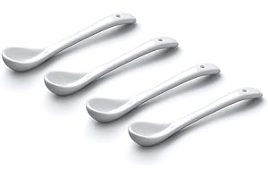 WM Bartleet & Sons 1750 TSET152 Set of 4 Small Traditional Porcelain Salt, Condiment and Spice Spoons (10cm) – White