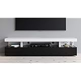 Zuri Furniture Modern McIntosh 71" TV Stand in Black and White High Gloss