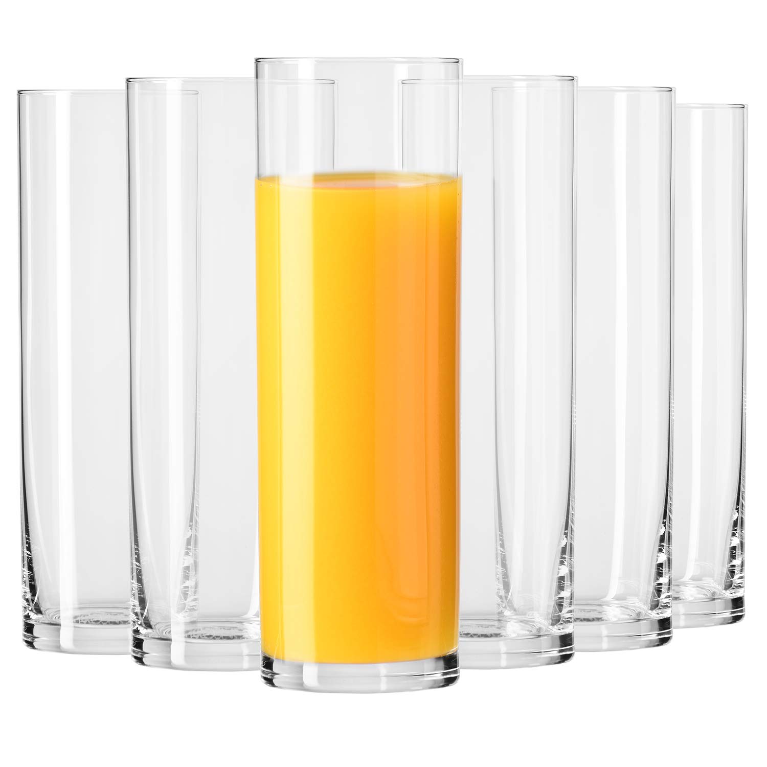 Krosno Tall Water Juice Beverage Drinking Highball Glasses, Elegant lightweight Glass | Set of 6 | 200 ml | Pure Collection, Half Pint Tumbler| Home, Restaurant, Events & Parties | Dishwasher Safe