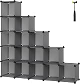 SONGMICS 16-Cube Storage Unit Shoe Rack DIY Shelving Grey LPC442G01