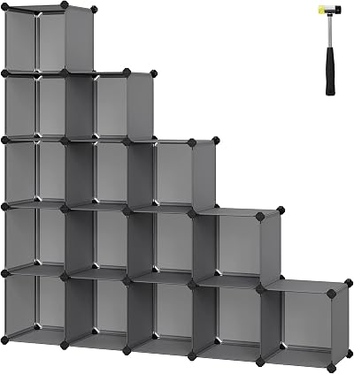 SONGMICS 16-Cube Storage Unit Shoe Rack DIY Shelving Grey LPC442G01