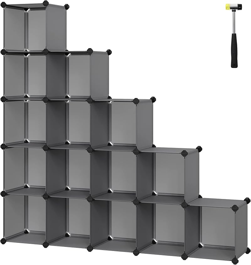 SONGMICS 16-Cube Storage Unit Shoe Rack DIY Shelving Grey LPC442G01