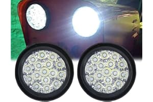 auovo 4" Round LED Back up Reverse Fog Light with Clear Lens&Rubber Grommet Waterproof 12/24V Taillight/Side Maker Light for Truck Trailer RV UTV Bus etc. (White, Pack of 2)