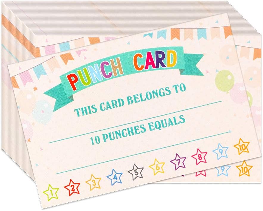 WaaHome Pack of 60 Punch Cards Incentive Reward Award Cards for School Classroom Kids Students Teachers, 2.2"x3.5" : Office Products