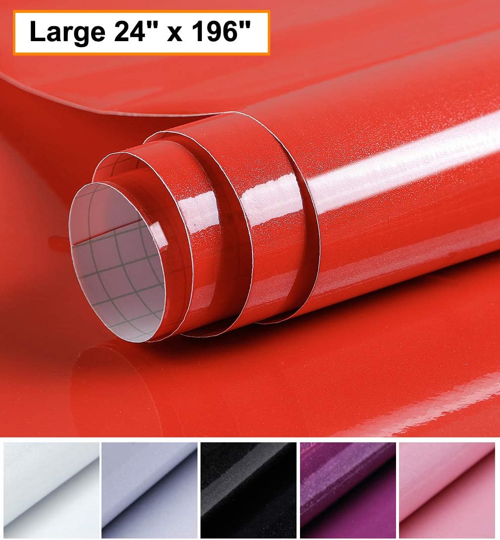 Oxdigi Red Contact Paper Decorative 24 x 196 inches for