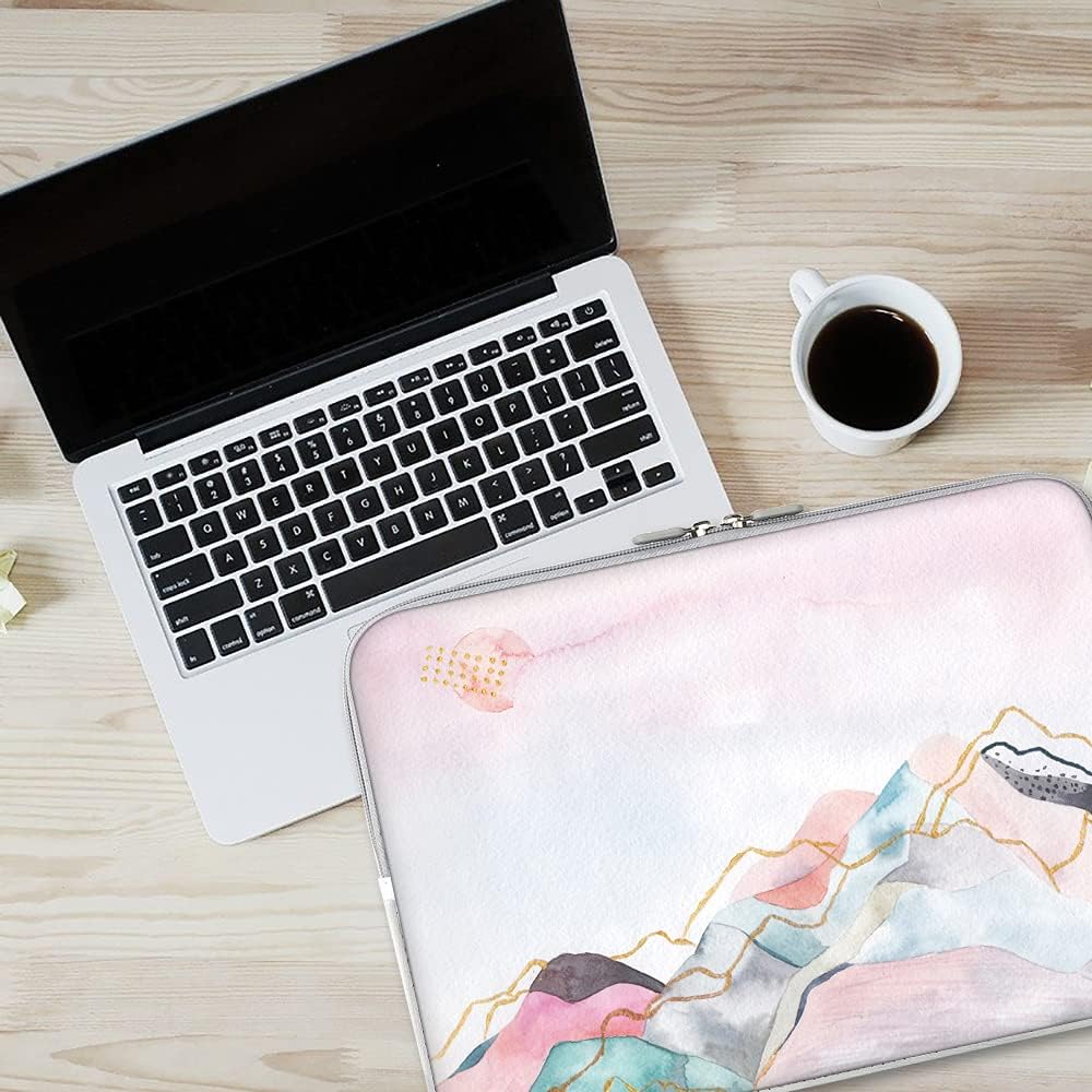 Laptop Sleeve, iCasso 13-13.3 Inch Stylish Flower Pattern Canvas Stitching Leather Briefcase Cover Case Bag for MacBook Air/Pro/Ultrabook/Notebook/iPad Pro - Watercolor Scenery