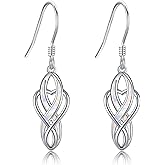 POPLYKE Sterling Silver Celtic Knot Dangle Earrings Good Luck Irish Celtic Knot Leverback Dangles Earrings for Women