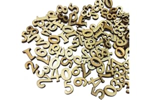 Amosfun 50PCS Wooden Numbers for Crafts Wood Numbers 0 to 9 Wall Party Wedding Nursery Home Decoration without Hole Random Pa
