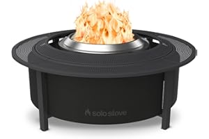 Solo Stove 52.6 Inch Fire Pit Surround Tabletop - Portable Protective Barrier for Wood Burning Fire Pits for Safety & Extra Space - Powder-Coated Steel and UV-Resistant Outdoor Fabric, Black