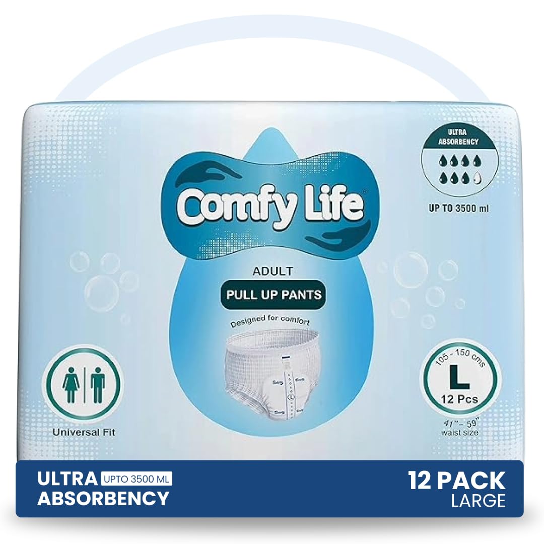 Comfy Life Premium Adult Incontinence Pull Up Diaper Pants 12 Pack High Absorbency (Large)