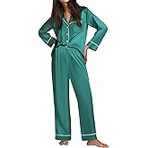 Ekouaer Satin Pajama Set for Women Silky Sleepwear Long Sleeve Top and Pants Button Down Pjs Lounge Set