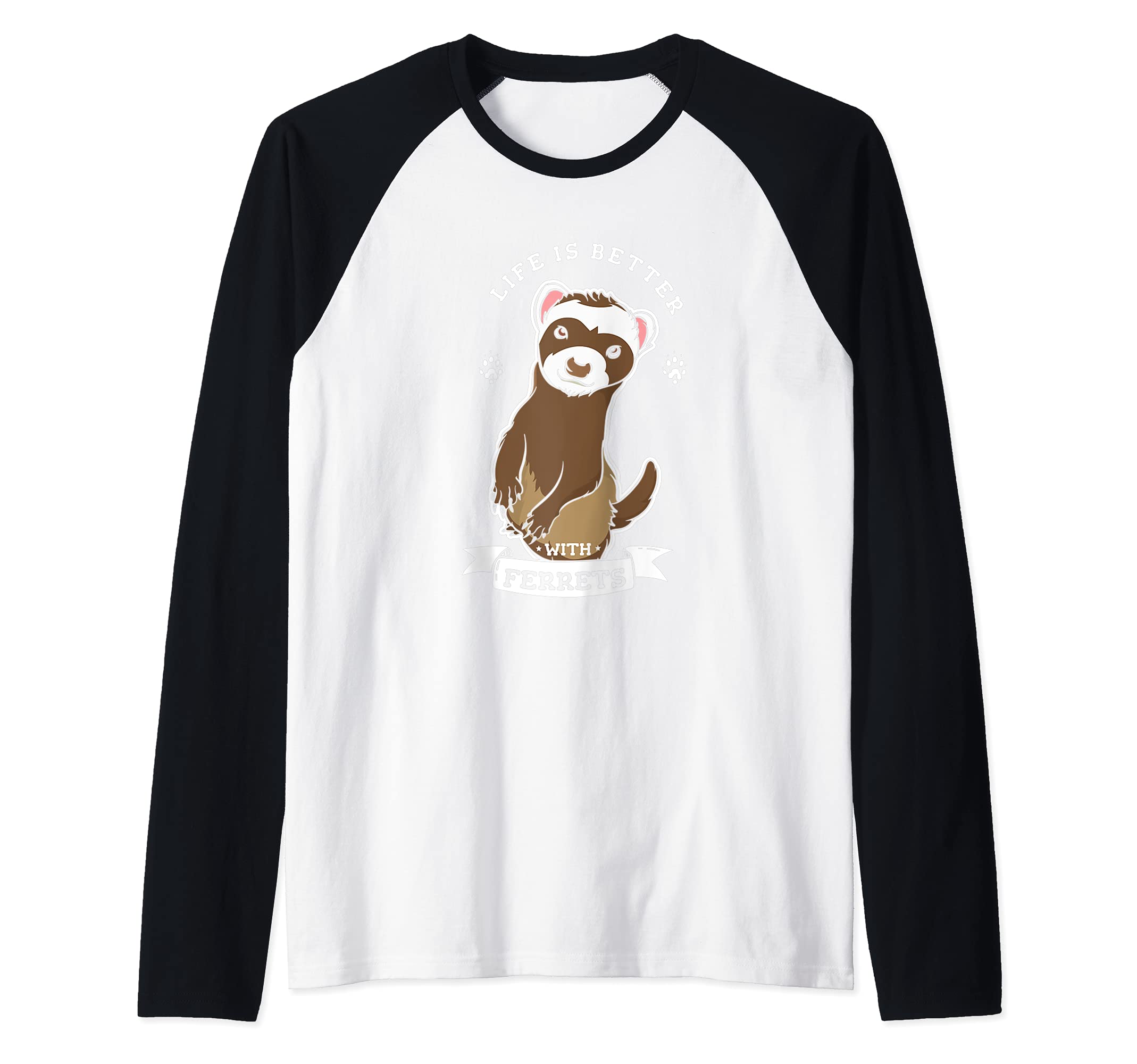 Life With Ferrets Cute Rodent Animal Raglan Baseball Tee