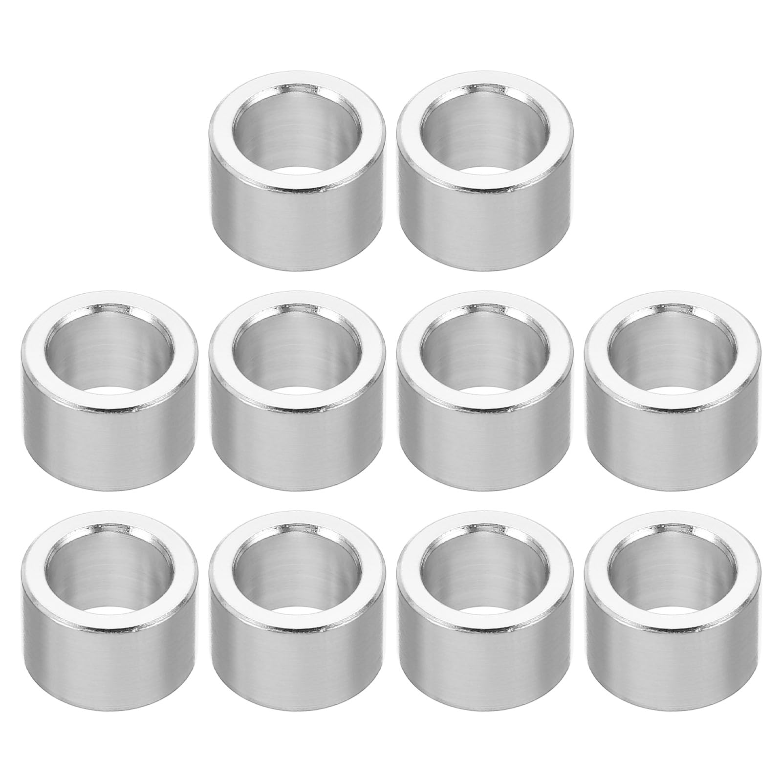 PATIKIL M8 Aluminum Spacers, 10Pcs Silver Aluminum Round 8.2mm ID x 12mm OD x 8mm L Thickness Spacer for 5/16" or M8 Screws