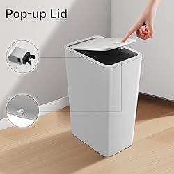 TIPGO Bathroom Trash Can with Lid, 4 Gallon / 15