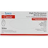 SYSCO HIGH Performance Nitrile Gloves Large Powder Free, Blue, Clear, 100 Count