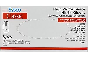 Sysco Nitrile Food Service Gloves, 100 Count (Large, Blue)