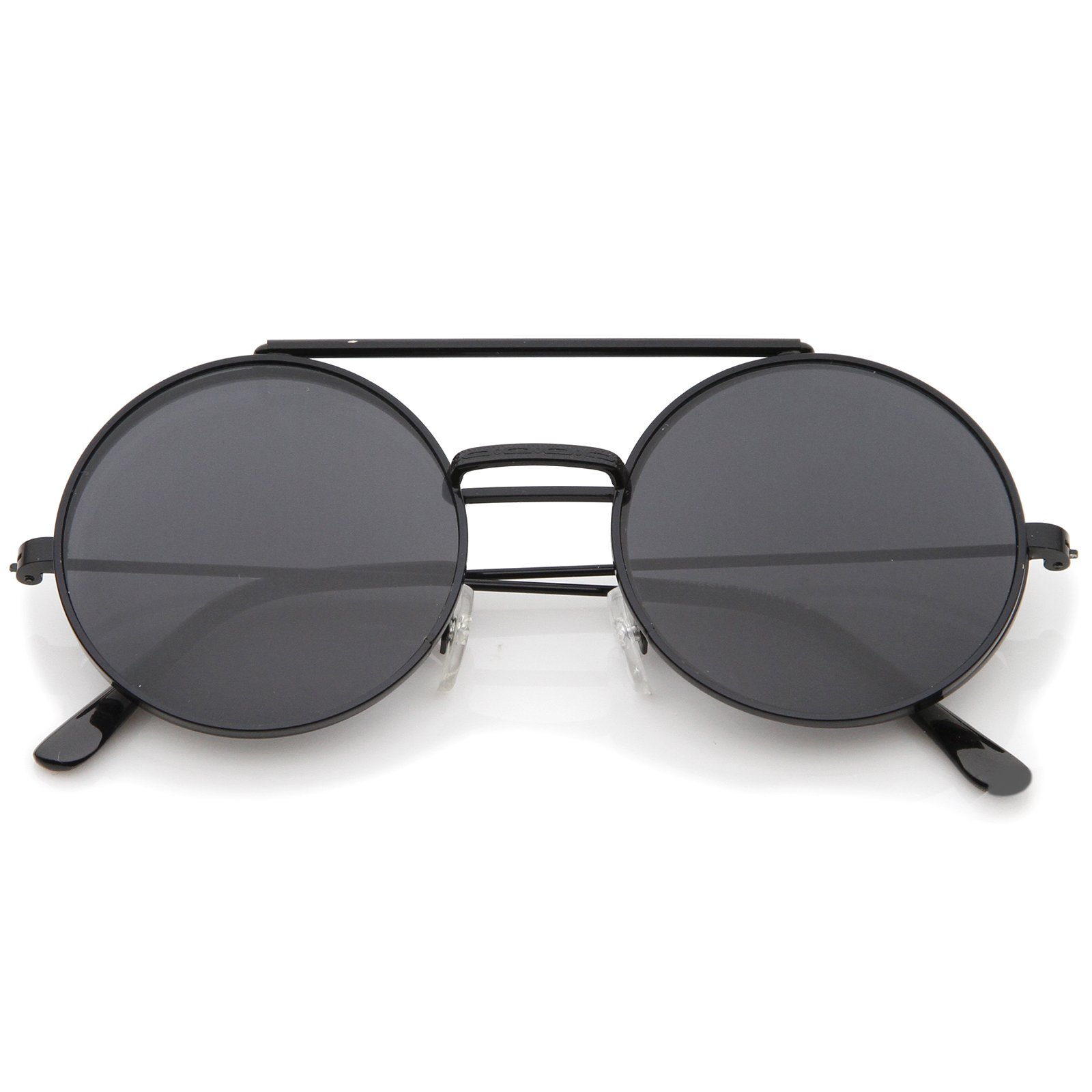 Mid Size Flip-Up Neutral-Colored Lens Round Django Sunglasses 49mm