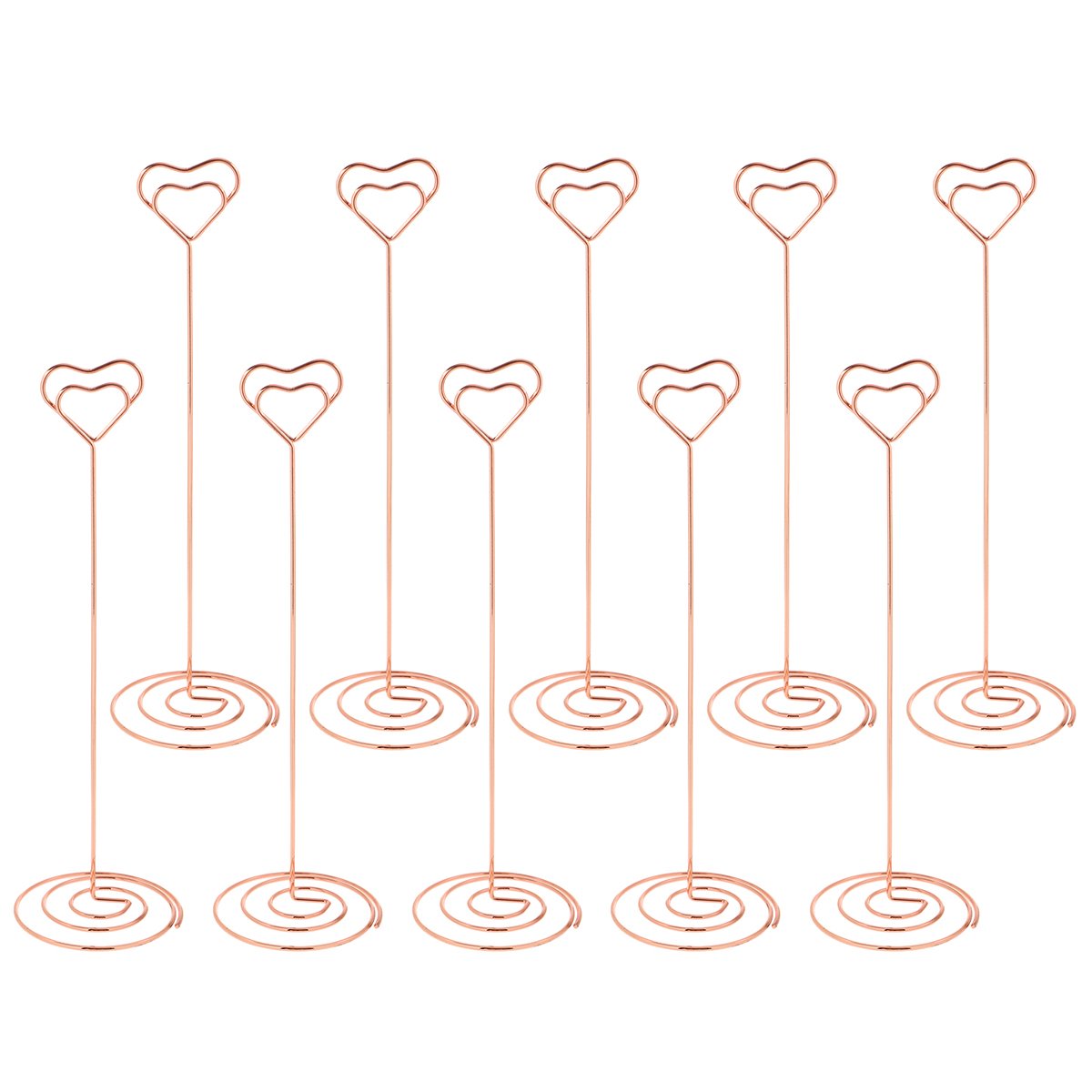 Toyvian 10pcs Heart Shaped Table Number Holders Wedding Party Paper Menu Clips Place Name Card Stands (Rose Gold)